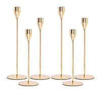 Set of 6 Gold Candlestick Holders Gold Candle Holders for Taper Candles,Decorative Candlestick Holder for Wedding, Dinning, Party,Anniversary