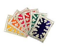 Set of 6 Small Mat Aasan Velvet Pooja Cloth Decorative Cloth (Size:-6 Inch X 4 Inch) for Multipurpose Indian Traditional Housewarming Festival Laxmi Poojan Ganesha Decorations Pooja Article Laxmi