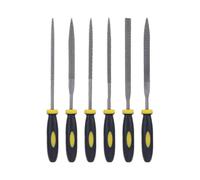 Set of 6 Wooden Needle Files & Rasps with Soft Rubberized Handles - Various Shapes & Sizes for Wood, Glass, Metal & Stone Carving