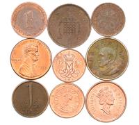 Set of 9 Coins from 9 Different Countries Copper Coins LOT