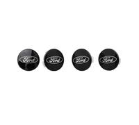 Set of Four 2 1/8" Black and Chrome Center Wheel Cap Kit, for Current and Late Model Ford Passenger Cars - Does Not fit Ford Truck or SUV Wheels