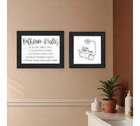 Set Of Two Bathroom Rules Black Framed Wall Art