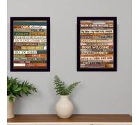 Set Of Two Family and Man Cave Rules 1 Black Framed Print Wall Art