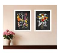 Set Of Two Love Grows Here White Framed Print Wall Art