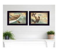 Set Of Two Memories at the Lake Black Framed Print Wall Art