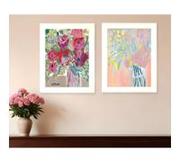 Set Of Two Pastel Bouquets Maybe Shes a Wildflower White Framed Print Wall Art