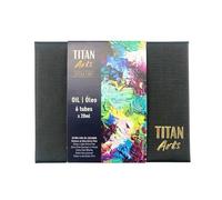Set Óleo Titan Arts Extra Fino - 6 Tubos 20 ml | Colores Primarios + Verde | Pintura Óleo Profesional con Pigmentos de Calidad | Caja Básica para Artistas y Estudiantes