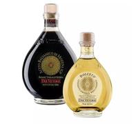 Set Oro Blanco y Oro Negro Due Vittorie: Vinagre Balsámico de Modena IGP Oro 500 ml y Blanco Dolceto 250 ml