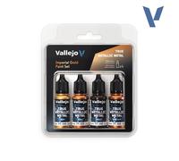 Vallejo Pintura True Metallic Metal Set de 4 Colores para Pintar Metales, Incluye BASE, LIGHT, SHADE y AIRBRUSH, Resultados Consistentes y Adaptables, Imperial Gold