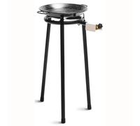 briebe Set Paellero de Gas 30cm + Paellera Acero Esmaltado 38cm 8 Raciones + Soporte 3 Patas L1 Trípode Robusto Aguanta hasta 60 KG, Kit Paella