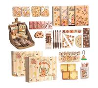 Set Papelería Capibara - 30x23x10 cm Material Escolar | Estuche Capibara, con Estuche para Material Escolar, Juego de Papelería para Estudiantes con Animales, para Dibujar, Escribir,