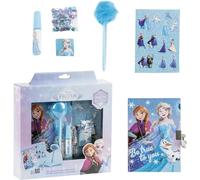 Set papelería Frozen Diario con candado, bolígrafo decorado, lápiz labial, stickers, anillo y accesorios mágicos - Diario Frozen ideal como regalo infantil con temática de Elsa, Anna y Olaf