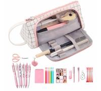 Set papelería para niñas Bolsa Grande Con 6 Bolígrafos Gel Y 4 Subrayadores | Estuche escolar para chicas adolescentes, estudiantes de escuela, instituto y universidad, para
