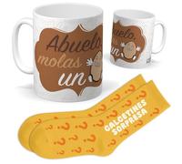 Set para Abuelo | Taza abuelo mola un huevo + Calcetines Sorpresa | Regalo Original y Divertido para Hombres | Perfecto para Cumpleaños, Día del Abuelo, Navidad y Celebraciones Familiares con Humor