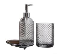 Set para accesorios Baño Vidrio con Cepillos Set para accesorios | Vidrio grueso para pesado, no se vuelca, apto cepillos grandes, pasta dental, maquinillas de afeitar