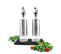 Set para aceite y vinagre sobre placa de pizarra, vinagrera, aceitera, menaje