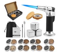 Set para ahumar whisky, ahumador de whisky, 8 astillas de madera, 3 piedras de whisky de acero inoxidable, accesorio de barra, regalo para hombres, papá, Navidad, cumpleaños, Día del Padre (sin butano