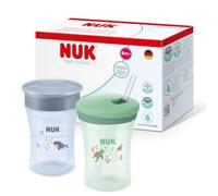 Set para aprender a beber NUK First Choice | Taza mágica y taza con pajita | 230 ml | Biberones para niños pequeños | Ballena azul y tortuga verde | 2 unidades