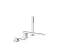 Set para bañera monomando y ducha manual con inversor integrado blanco mate Slim TRES - Con kit de depósito para bañeras de repisa opcional