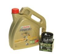 Set para cambio de aceite, 4 litros, Castrol, SAE 10 W-40 Power 1, 4T, incluye filtro de aceite HiFlo HF164, p. ej., F 650, K 1200, R 1200, K 1600