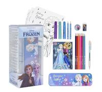 Set para Colorear de Frozen 24 Piezas - Incluye Rotuladores y Lapiceros de Colores, Estuche y Con Cuadernillo para Dibujar - Accesorios de Papelería Infantiles Producto Original Diseñado en España