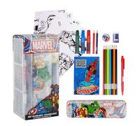 Set para Colorear de Marvel 24 Piezas - Incluye Rotuladores y Lapiceros de Colores, Estuche y Con Cuadernillo para Dibujar - Accesorios de Papelería Infantiles Producto Original Diseñado en España