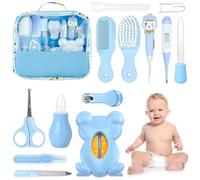 Set para Cuidado del Bebé HyAdierTech 13 piezas Conjunto de Aseo para Bebés Cuidado, Kit de Aseo Nail Clipper Tijeras Cepillo de Pelo Peine Manicura Termómetro, Perfecto para Recién Nacido (Azul)