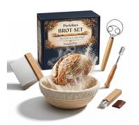 Set para hacer pan crujiente, incluye cesta de fermentación, tarjeta de masa, agitador de masa, cuchillo de panadería + recetas mediante código QR (juego de pan)