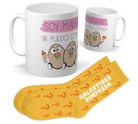 Set para Madre | Taza soy madre ya puedo comer huevos + Calcetines Sorpresa | Regalo Original y Divertido para Mujeres | Detalle para Cumpleaños, Día de la Madre, Navidad, Amigos y Familiares