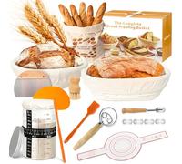 Set Para Masa Madre, Accesorios Para Hornear Pan De Masa Madre Con 2 Cestas De Fermentación Banneton, Utensilios Para Hornear Pan, Set Para Panaderos Principiant