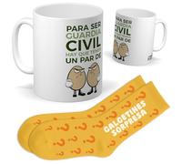 Set para Opositores y Guardia Civil | Taza “PARA SER GUARDIA CIVIL HAY QUE TENER UN PAR DE HUEVOS” + Calcetines Sorpresa | Regalo Original y Divertido para Hombre o Mujer | Cumpleaños y Navidad