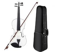 Set Para Principiante Violín Violín 4/4 Adecuado Para Principiantes Violín Con Estuche/arco/cuerdas/sintonizador/silencio/puentes Accesorios Conjuntos De Violín(White)