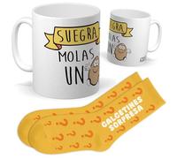 Set para Suegra | Taza suegra mola un huevo + Calcetines Sorpresa | Regalo Original y Divertido para Mujer | Perfecto para Cumpleaños, Navidad, Familiares y Celebraciones con Detalles Graciosos