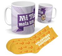 Set para Tía | Taza mi tía mola un huevo + Calcetines Sorpresa | Regalo Original y Divertido para Mujeres | Perfecto para Cumpleaños, Navidad, Día de la Madre, Familiares y Celebraciones Especiales