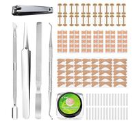 Set para Uñas Encarnadas, 18 Parches Autoadhesivos con Tiras Correctivas, Apoyo para Surcos Ungueales, con 12 Levantaúñas, Kit de Herramientas con Cortaúñas, Empujador y Lima