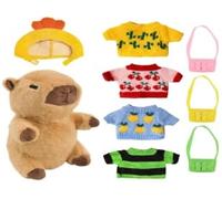 Set Peluche Capibara 9 pièces - Grande Peluche Capibara Avec vêtements et Accessoires | Cadeau idéal pour Enfants et Fans de Capybara