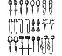 Set Pendientes Tornillo Cruz Estilo Francés, Apto para Piercing de Cartílago, Ceja y Labio, Estilo Punk Unisex