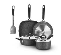 Set pentole e padelle KASANOVA New Petra Dark, antiaderente, induzione e forno fino a 180°C, con presina e cucchiaio (7)