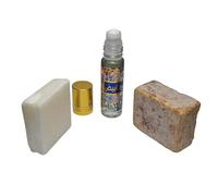 Set perfume Amber y Musk en pastilla de 20-25 grs cada unidad + oud arabe perfume en aceite roll on 6 ml
