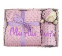 Set Personalizado y Osito extrasuave + doudou Osito Aterciopelado, Lavable, en Relieve Color Maquillaje