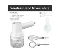 Set Picadora de alimentos eléctrica blanca 2 en 1 Mini batidora de mano Batidor Batidor de huevos Control de 3