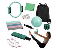 Set Pilates Relaxdays, 13 piezas, color | Aro, pelota, 6 bandas elásticas, muñequeras con peso, bomba, bolsa, metro, accesorios pilates casa