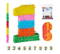 Relaxdays Set piñata en forma de número 1 amarillo,verde,naranja