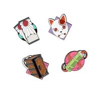 Set Pins Demon Slayer - 4 Figuras Demon Slayer, broches : Accesorio camiseta Demon Slayer | Demon Slayer Merchandising Oficial