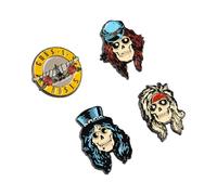 Grupo Erik Juego de 4 pines - Guns N' Roses Merch | Alfileres esmaltados, lindas insignias | Pistolas y rosas regalos de menos de 15 libras, regalos divertidos para amigos