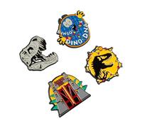 Set Pins Jurassic Park - 4 Figuras Jurassic Park, broches : Accesorio camiseta, mochila cine | Jurassic World Merchandising oficial