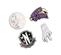 Set Pins Miércoles Addams - 4 Figuras Wednesday, broches esmaltados| Miércoles Addams regalos, Merchandising Oficial