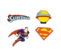 Set Pins Superman - 4 Figuras Superman, broches : Accesorio camiseta Superman | Superman Merchandising Oficial