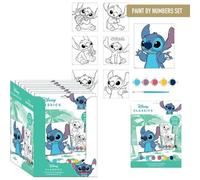 Set pintura números Stitch Incluye 6 láminas para pintar, paleta de colores, pincel y guía numérica - Pinturas de Stitch ideal para colorear paso a paso y fomentar la creatividad infantil
