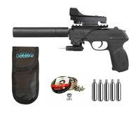 Set Pistola Perdigón PT-85 Tactical Blowback. 4.5mm + Visor + Accesorios. 29318/38203/23054
